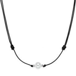 Valero Pearls Łańcuszek Skóra naturalna Czarny Naszyjniki 1 ct Damski. Czarne naszyjniki damskie Valero Pearls, z perłą, srebrne. Za 199.99 zł.