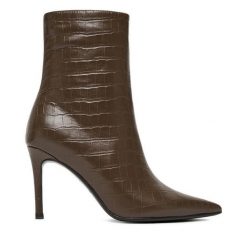 Botki Eva Minge. Brązowe botki damskie Eva Minge, bez obcasa, na szpilce, bez zapięcia. Za 359.99 zł.