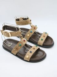 Bellucci Sandały w kolorze beżowym rozmiar: 41. Brązowe sandały damskie Bellucci, bez wzorów, z otwartym noskiem, bez obcasa, bez zapięcia. Za 86.99 zł.