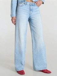 Jeansy wide leg low waist - niebieski. Niebieskie jeansy damskie Sinsay. W wyprzedaży za 39.99 zł.