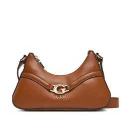 Torebka Guess. Brązowe listonoszki damskie Guess, z aplikacjami, bez dodatków. Za 379.99 zł.