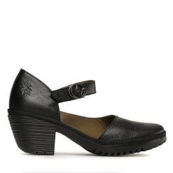 Półbuty Fly London. Czarne czółenka damskie Fly London, bez wzorów, bez obcasa, na obcasie, bez zapięcia. Za 349.99 zł.