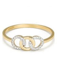 ATELIER DU DIAMANT Złoty pierścionek "ronds entrelacés" z diamentami rozmiar: 54. Żółte pierścionki damskie ATELIER DU DIAMANT, z diamentem, złote. Za 948.99 zł.