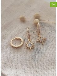 Atelier MIU Pozłacane kolczyki-kreole (3 szt.) z cyrkoniami rozmiar: onesize. Żółte kolczyki damskie atelier MIU, z cyrkonią, pozłacane. Za 83.42 zł.