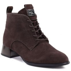 Skórzane botki damskie na obcasie zamsz ciemny brąz Vinceza FIO27-67036. Botki damskie VINCEZA, ze skóry, eleganckie, bez obcasa, na obcasie, bez zapięcia. Za 229.99 zł.
