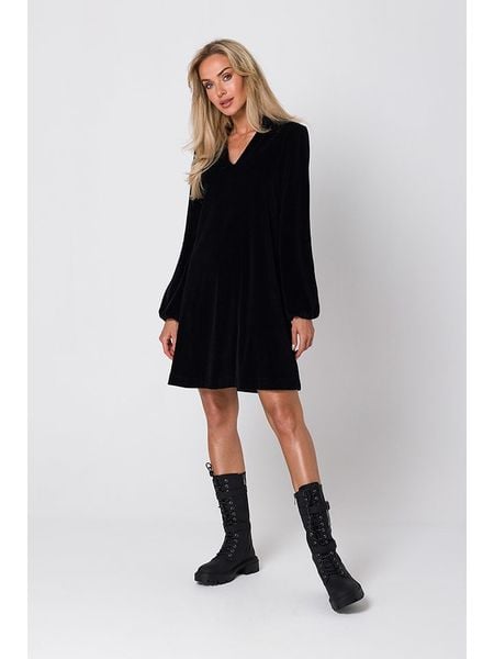 Made of emotion Aksamitna sukienka w kolorze czarnym rozmiar: XL. Czarne sukienki damskie Made Of Emotion, bez wzorów, z bawełny, bez ramiączek. Za 118.01 zł.