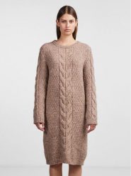 Pieces Sukienka dzianinowa 17140378 Brązowy Regular Fit. Brązowe sukienki damskie Pieces, bez wzorów, z dzianiny, bez ramiączek. Za 189.99 zł.