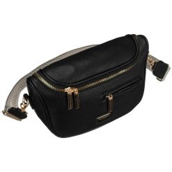 Czarna saszetka damska ze skóry ekologicznej z kieszenią na rewersie - Peterson. Czarne nerki i saszetki damskie Peterson, bez wzorów, ze skóry ekologicznej. Za 87.99 zł.