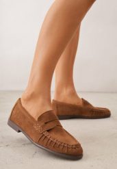 Jasnobrązowe Marszczone Mokasyny VICES z Wkładką ze Skóry Naturalnej Nerihaneh. Brązowe mokasyny damskie Born2be, z jeansu, bez obcasa. Za 89.99 zł.