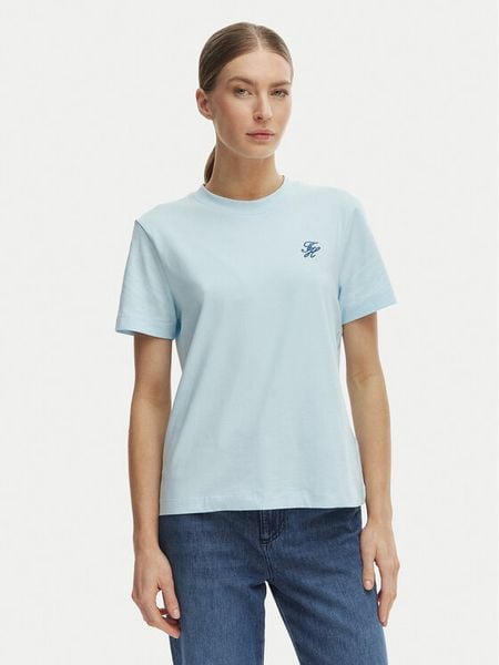 Tommy Hilfiger T-Shirt WW0WW48699 Niebieski Regular Fit. Niebieskie t-shirty damskie Tommy Hilfiger, l, bez wzorów, bez kołnierzyka. Za 169.99 zł.