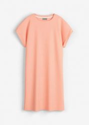 Sukienka T-shirtowa z grubszej dzianiny interlock z czystej bawełny. Czerwone sukienki damskie bonprix, bez wzorów, z bawełny, bez ramiączek. Za 67.99 zł.