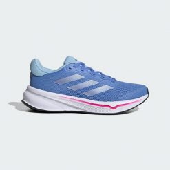 Buty Response. Niebieskie obuwie sportowe damskie Adidas, z materiału, bez zapięcia, do biegania. Za 329.00 zł.