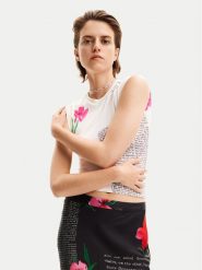 Desigual T-Shirt Mirna 24SWTK10 Biały Slim Fit. Białe t-shirty damskie Desigual, m, bez wzorów, z syntetyku, bez kołnierzyka. W wyprzedaży za 119.99 zł.