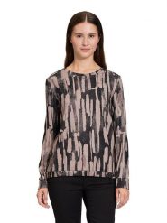 BETTY & CO Koszulka w kolorze czarno-beżowym rozmiar: L. Brązowe koszulki damskie Betty & Co, l, bez wzorów, bez kołnierzyka, bez ramiączek. Za 100.99 zł.