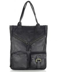 Shopperka skórzana MARCO MAZZINI vs31a czarna. Czarne shopper bag bez wzorów, ze skóry, bez dodatków. Za 379.05 zł.