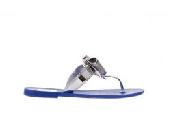 Japonki T&G Fashion 22-116 Dark Blue, Granat/ Srebro, Guma - 38. Niebieskie klapki damskie TG, z aplikacjami, z gumy, bez obcasa, bez zapięcia. W wyprzedaży za 26.10 zł.