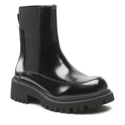Sztyblety DeeZee. Czarne botki damskie DeeZee, bez obcasa, na płaskiej podeszwie, bez zapięcia. Za 179.99 zł.