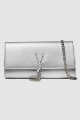 VALENTINO Srebrna Divina Pochette. Szare torebki wieczorowe damskie Valentino by Mario Valentino, bez wzorów, duże, bez dodatków. W wyprzedaży za 216.99 zł.