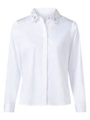 Heine Koszula w kolorze białym rozmiar: 42. Białe koszule damskie Heine, bez wzorów, bez kołnierzyka, bez ramiączek. Za 60.99 zł.