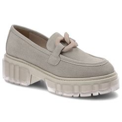 Beżowe Półbuty Karino Eleganckie Skórzane Buty. Brązowe półbuty damskie Karino, bez wzorów, ze skóry, bez obcasa, na obcasie, bez zapięcia. Za 319.00 zł.