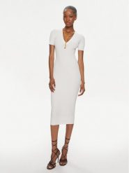 Elisabetta Franchi Sukienka codzienna AM-62S-41E2-V380 Biały Slim Fit. Białe sukienki damskie Elisabetta Franchi, bez wzorów, z wiskozy, bez ramiączek. Za 1,099.00 zł.