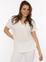 Zwillingsherz Muślinowa bluzka w kolorze białym rozmiar: onesize. Białe bluzki damskie Zwillingsherz, bez wzorów, z bawełny, bez kołnierzyka, bez ramiączek. Za 82.99 zł.