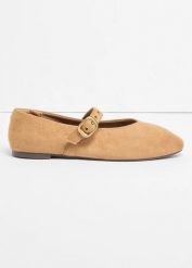 Baleriny Mary Janes z oczkami. Brązowe balerinki damskie bonprix, bez wzorów. Za 84.99 zł.