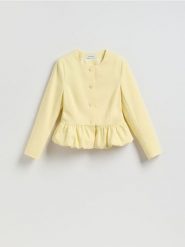 Marynarka z baskinką - jasnożółty. Żółte marynarki i żakiety damskie Reserved, l, bez wzorów, z tkaniny. Za 179.99 zł.