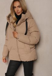 Ciemnobeżowa Kurtka Basic Pikowana z Nieodpinanym Kapturem Vertirya. Brązowe kurtki damskie Renee, l, bez wzorów, z jeansu. Za 149.99 zł.