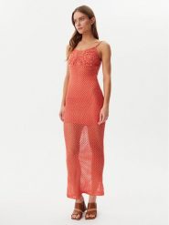 Guess Sukienka letnia E5GK07 Z3N30 Koralowy Regular Fit. Pomarańczowe sukienki damskie Guess, z aplikacjami, z syntetyku, bez ramiączek. Za 349.99 zł.