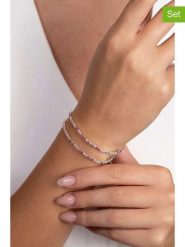 Heliophilia Bransoletki (2 szt.) z cyrkoniami rozmiar: onesize. Różowe bransoletki damskie Heliophilia, metalowe. Za 61.31 zł.