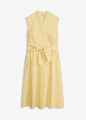 Sukienka z przewiązaniem. Brązowe sukienki damskie bonprix, bez wzorów, eleganckie, bez ramiączek. Za 147.99 zł.