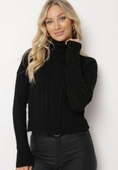 Czarny Klasyczny Golf Fortella. Czarne golfy damskie Born2be, l, bez wzorów, bez ramiączek. Za 99.99 zł.