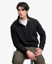 Superdry Bluza Essential Serif z półrozpinanym zamkiem – Black. Czarne bluzy damskie Superdry, s, bez wzorów, z bawełny, bez kaptura. Za 407.10 zł.
