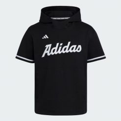 Bluza z kapturem i krótkim rękawem adidas Dugout. Czarne bluzy damskie Adidas, l, bez wzorów, z bawełny, z kapturem. Za 349.00 zł.