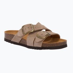 Klapki damskie Scholl Selene. Brązowe klapki damskie Scholl, bez wzorów, z materiału, bez obcasa, bez zapięcia. Za 409.99 zł.