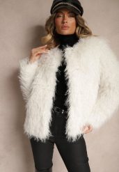 Jasnobeżowa Kurtka Futerko z Wsuwanymi Kieszeniami Esalonia. Brązowe kurtki damskie Renee, l, bez wzorów, z futra, bez kaptura. Za 289.99 zł.