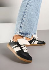 Czarne Sneakersy Tenisówki Ozdobione Wywinięciem Myrloria. Czarne obuwie sportowe damskie Born2be, z jeansu, bez zapięcia, tenisowe. Za 84.99 zł.
