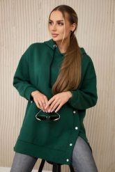 Bluza ocieplana z napami ciemno zielona. Zielone bluzy damskie KESI, l, bez wzorów, z bawełny, bez kaptura. Za 238.37 zł.