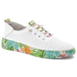 Półbuty damskie Artiker, cholewka ze skóry naturalnej perforowana struktura i zaokrąglony nosek, białe, 58C0441. Białe półbuty damskie Artiker, bez wzorów, ze skóry, bez obcasa, bez zapięcia. Za 199.00 zł.