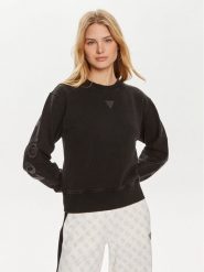 Guess Bluza W4YQ17 KC8I0 Czarny Regular Fit. Czarne bluzy damskie Guess, s, z aplikacjami, z bawełny, bez kaptura. Za 499.99 zł.