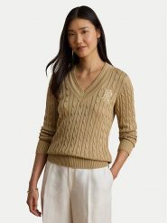 LAUREN RALPH LAUREN Sweter Meren 200888795013 Beżowy Regular Fit. Brązowe swetry klasyczne damskie Lauren Ralph Lauren, xs, z bawełny, bez kołnierzyka. Za 949.99 zł.
