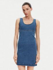 Silvian Heach Sukienka jeansowa GPP25298VE Niebieski Slim Fit. Niebieskie sukienki damskie Silvian Heach, bez wzorów, z bawełny, bez ramiączek. Za 349.99 zł.