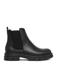 Rieker Botki CEO-Z9150-00 Czarny. Czarne botki damskie Rieker, ze skóry, bez obcasa, na płaskiej podeszwie, bez zapięcia. Za 419.99 zł.