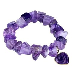 SAMBA Bransoletka ametyst serce. Fioletowe bransoletki damskie Samba Gems, metalowe. Za 338.00 zł.