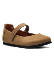 Comfortfusse Skórzane baleriny w kolorze beżowym z paskiem rozmiar: 37. Brązowe balerinki damskie Comfortfüße, bez wzorów, z nubiku. Za 245.96 zł.