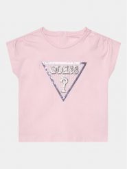 Guess T-Shirt K4GI11 K6YW4 Różowy Regular Fit. Czerwone koszulki i t-shirty dziewczęce Guess, z aplikacjami, z bawełny, bez kołnierzyka, bez ramiączek. Za 109.99 zł.
