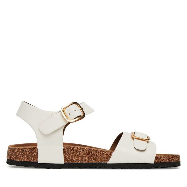 Sandały JENNY. Białe sandały damskie Jenny, bez wzorów, bez obcasa, na płaskiej podeszwie, bez zapięcia. Za 119.99 zł.