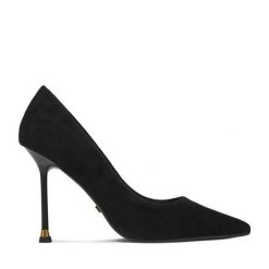 Szpilki GINO ROSSI. Czarne szpilki damskie Gino Rossi, bez wzorów, bez obcasa, na szpilce, bez zapięcia. Za 349.99 zł.
