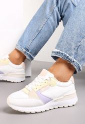 Białe Sznurowane Sneakersy z Ozdobnymi Wstawkami Sandelal. Białe obuwie sportowe damskie Renee, bez zapięcia. Za 99.99 zł.